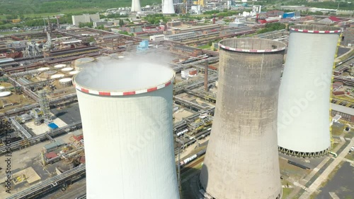 Chemical plant and oil refinery from above. Heavy industry in European Union.