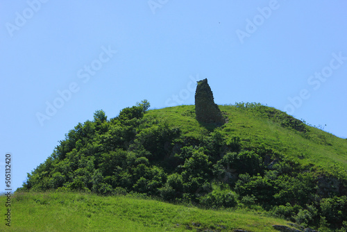 The ruins of the old fortress Gulistan on the mountain. photo