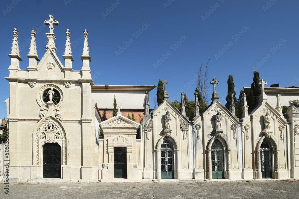 Naklejka premium mortuary chapel with sculptures in the cemetery of Aveiro, Portugal