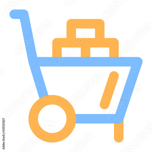 wheel barrow colored line icon