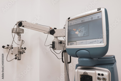 Phacoemulsification equipment. Oftalmology. Cataract extraction. photo