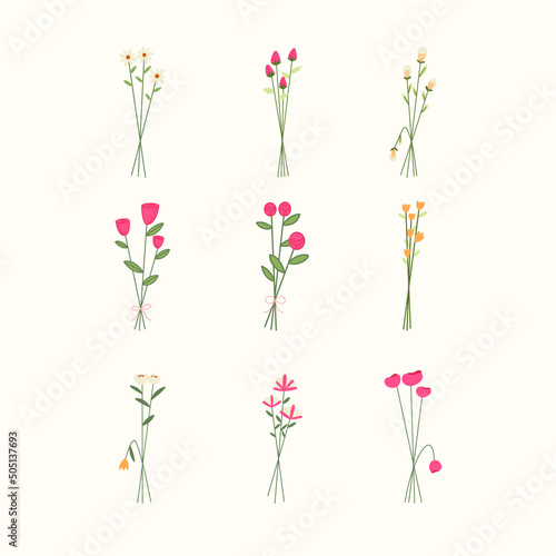 Spring Flowers Hand Drawn vector collection