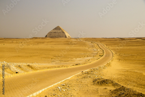Sneferu's bent pyramid at far. Dahshur, Giza, Egypt photo