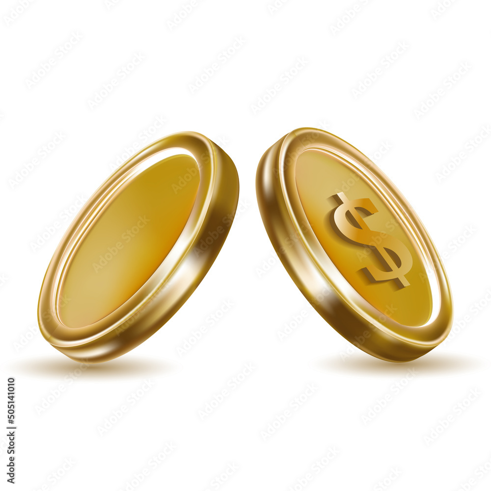 Realistic gold coin explosion or splash on white background. Rain of golden coins. Falling or flying money. Bingo jackpot or casino poker or win element. Cash treasure concept. Vector 3d illustration Realistic gold coin explosion or splash on white background. Rain of golden coins. Falling or flying money. Bingo jackpot or casino poker or win element. Cash treasure concept. Vector 3d illustration