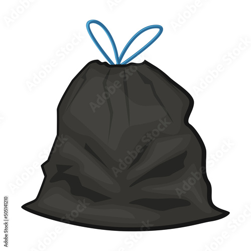 Black plastic garbage bag vector illustration 