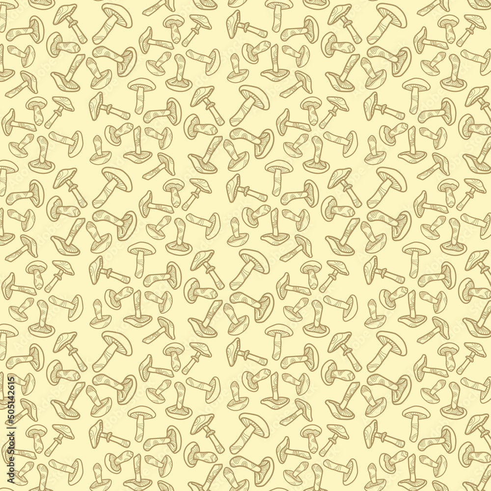 Pattern. A set of vector illustrations of edible and inedible mushrooms. Design, print, textiles.