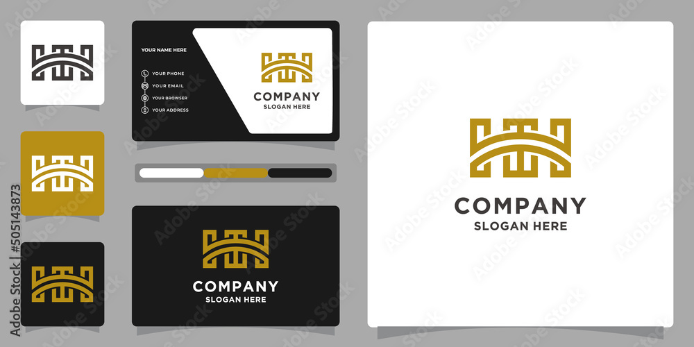 Creative Building with Bridge Logo Design. Creative Building with Bridge Logo Design.