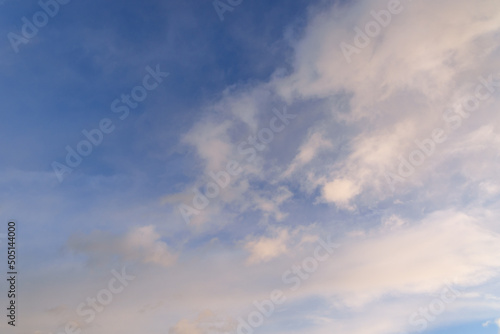 View on the sky with blue color and white clouds