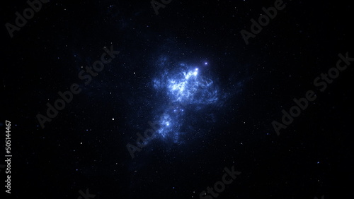 Cosmic background of stars and galaxies. A dark infinite universe with shining stars and constellations. Stellar space. Stardust nebulae. 3d render