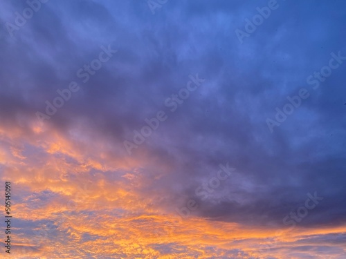 Fototapeta Naklejka Na Ścianę i Meble -  Beautiful sunset sky above the clouds with dramatic light.