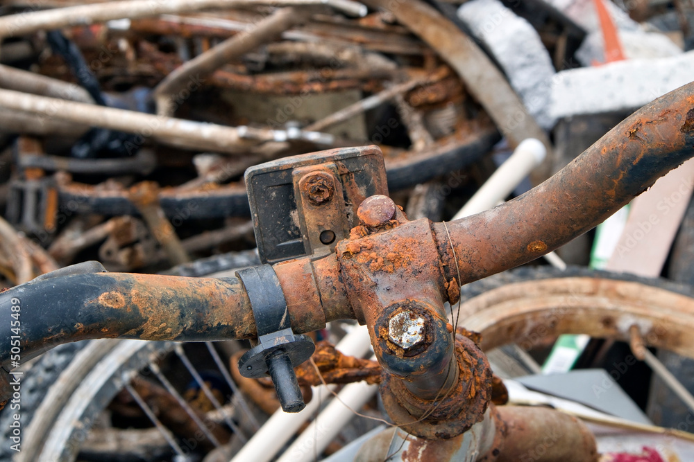 Bikes and rusty metal salvaged from the water Bikes and rusty metal salvaged from the water