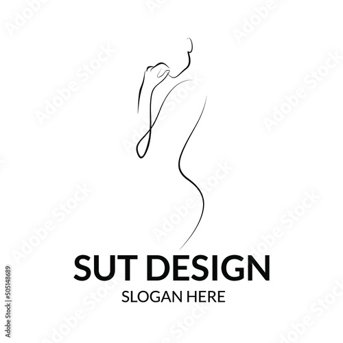 line art curvy girl simple logo