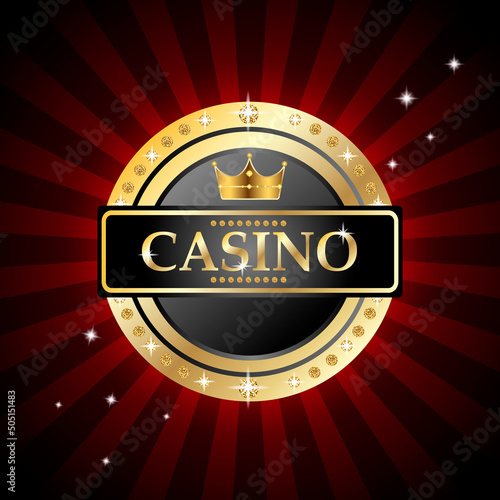 Casino banner with golden chip.