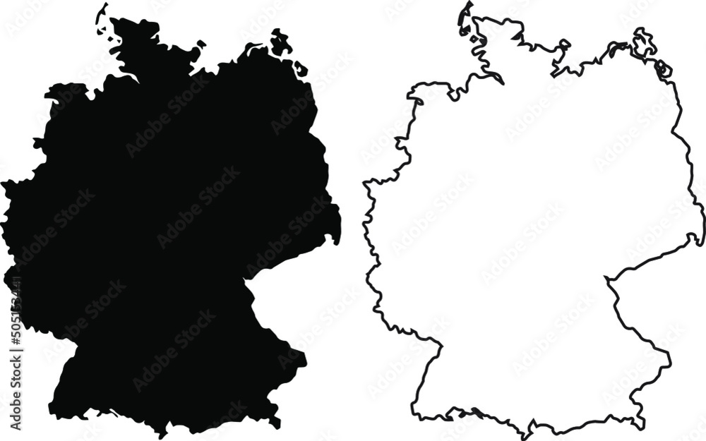 Basis silhouettes on white background. Map of Germany