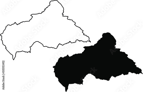 Basis silhouettes on white background. Map of Central African Republic