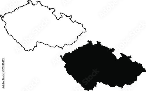 Basis silhouettes on white background. Map of Czech Republic