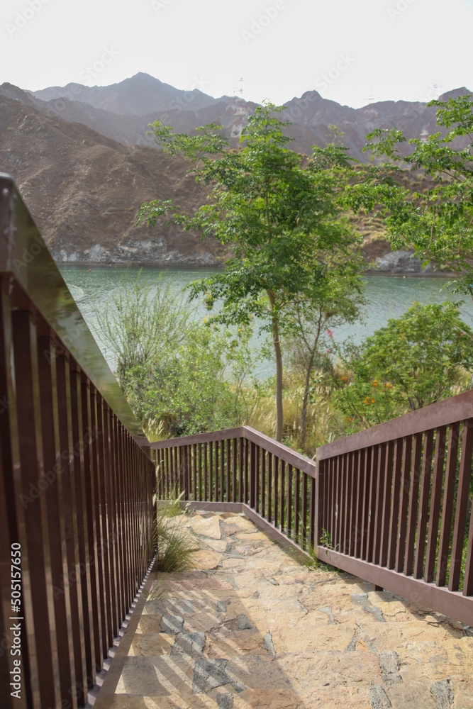 Handrails and steps to the Dam in UAE