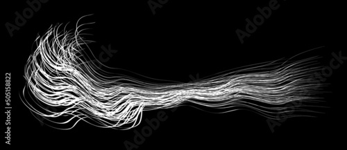 White flow brushstroke on white background.. Fluffy bunch of white politics. Abstract disheveled fibres. Vector illustration swirl blur. Crayons and chalk paint, fibers, hair and bunch