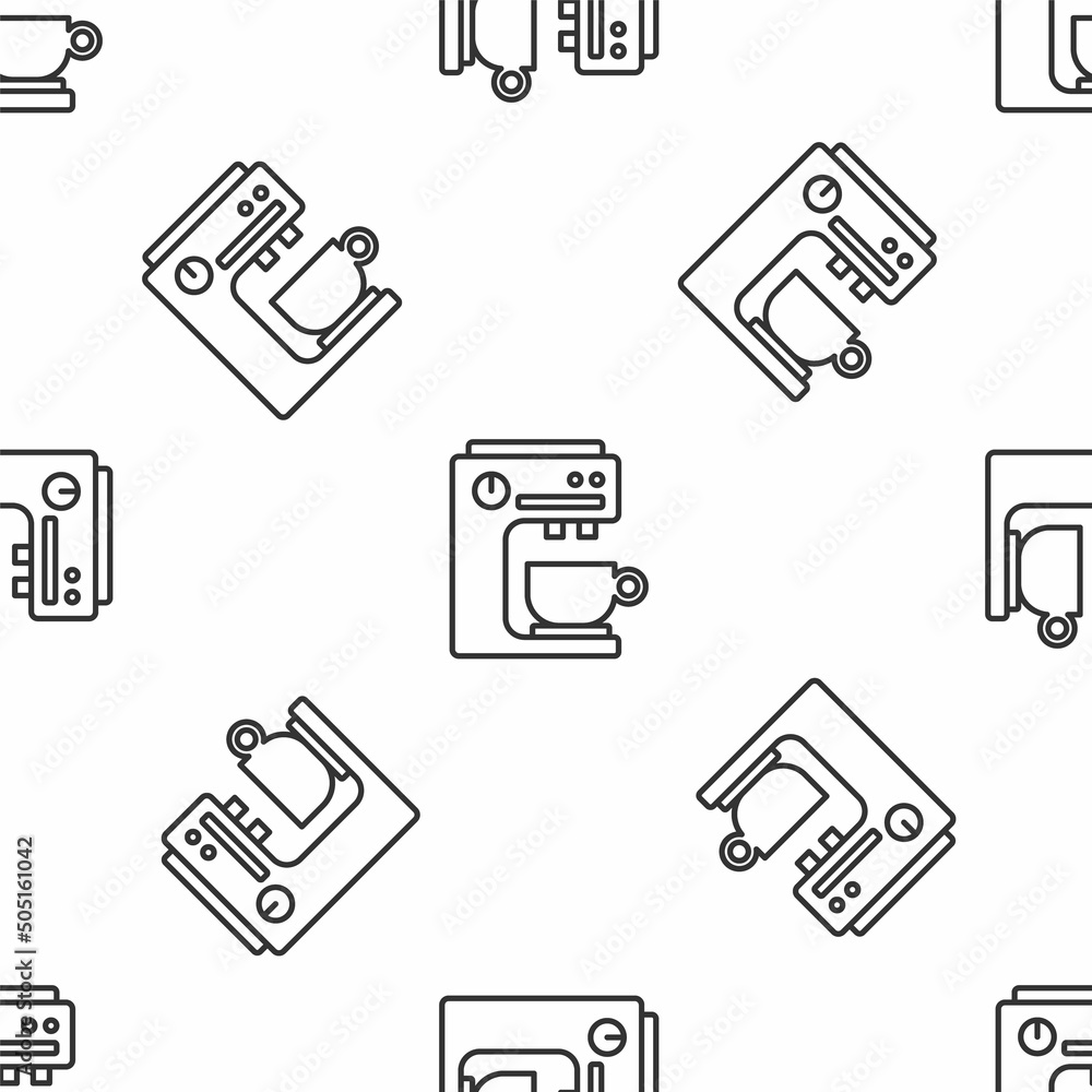 Grey line Coffee machine icon isolated seamless pattern on white background. Vector Grey line Coffee machine icon isolated seamless pattern on white background. Vector