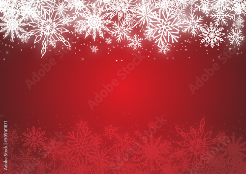 雪の結晶 冬のグリーティングカード赤N-01