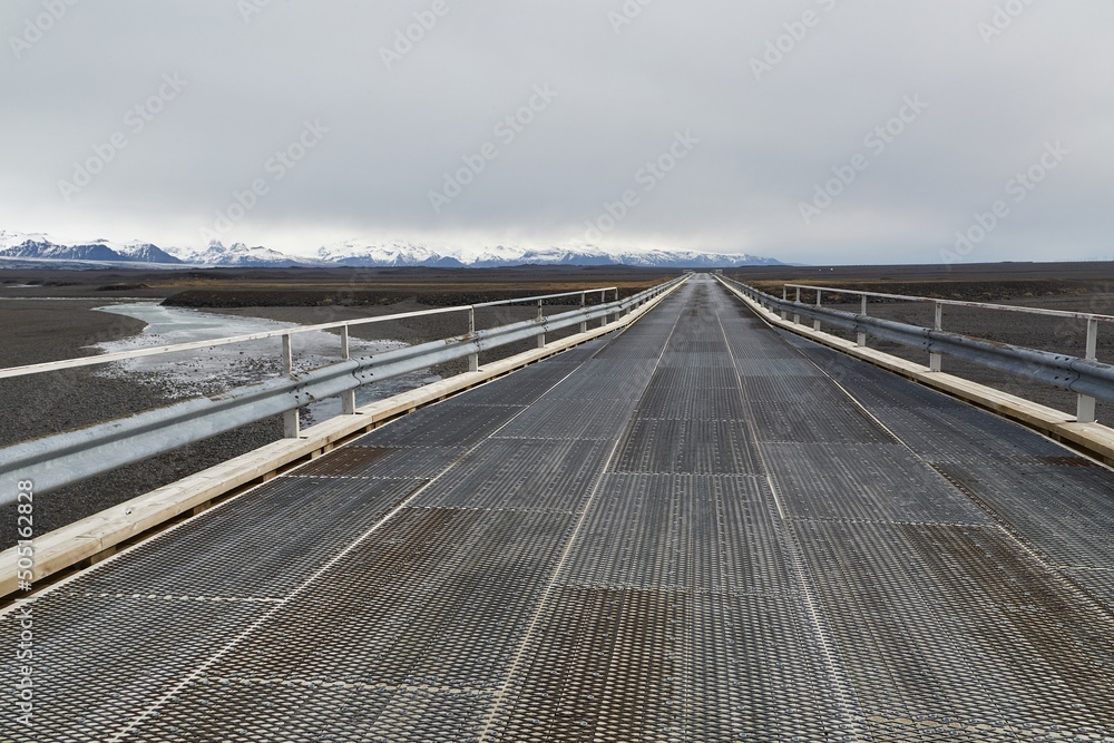 Steel bridge with single lane in Iceland