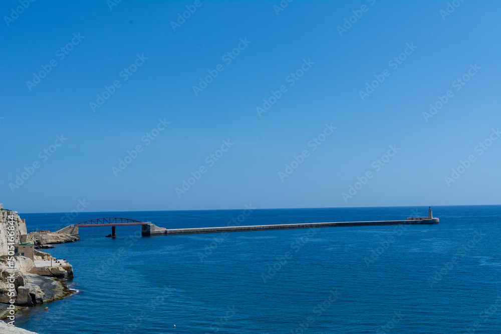 Seaside view of Valetta Harbor in Malta