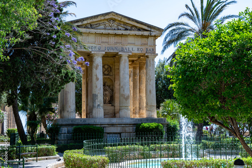 Lower Barrakka Gardens and the memorial to Alexander Ball in Valletta.