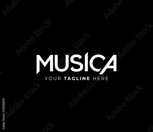 MUSICA Letter Typhography Text Monogram Logo Design Vector