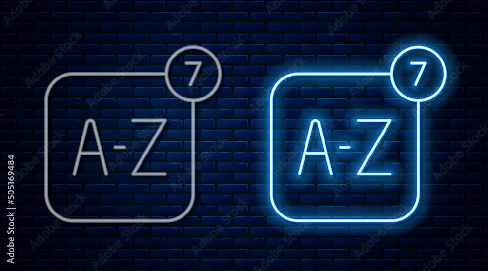 Glowing neon line Online translator icon isolated on brick wall background. Foreign language conversation icons in chat speech bubble. Translating concept. Vector Glowing neon line Online translator icon isolated on brick wall background. Foreign language conversation icons in chat speech bubble. Translating concept. Vector