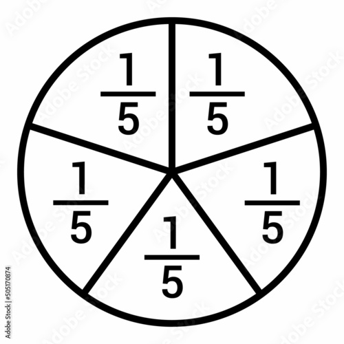 one fifths fraction circle with fraction number