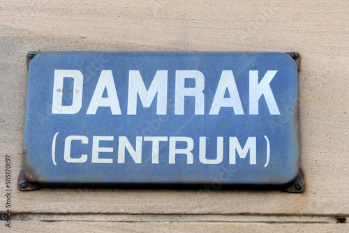 Street Sign Damrak (Centrum) At The Central Station At Amsterdam The Netherlands 14-3-2022