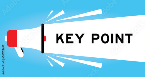 Color megaphone icon with word key point in white banner on blue background