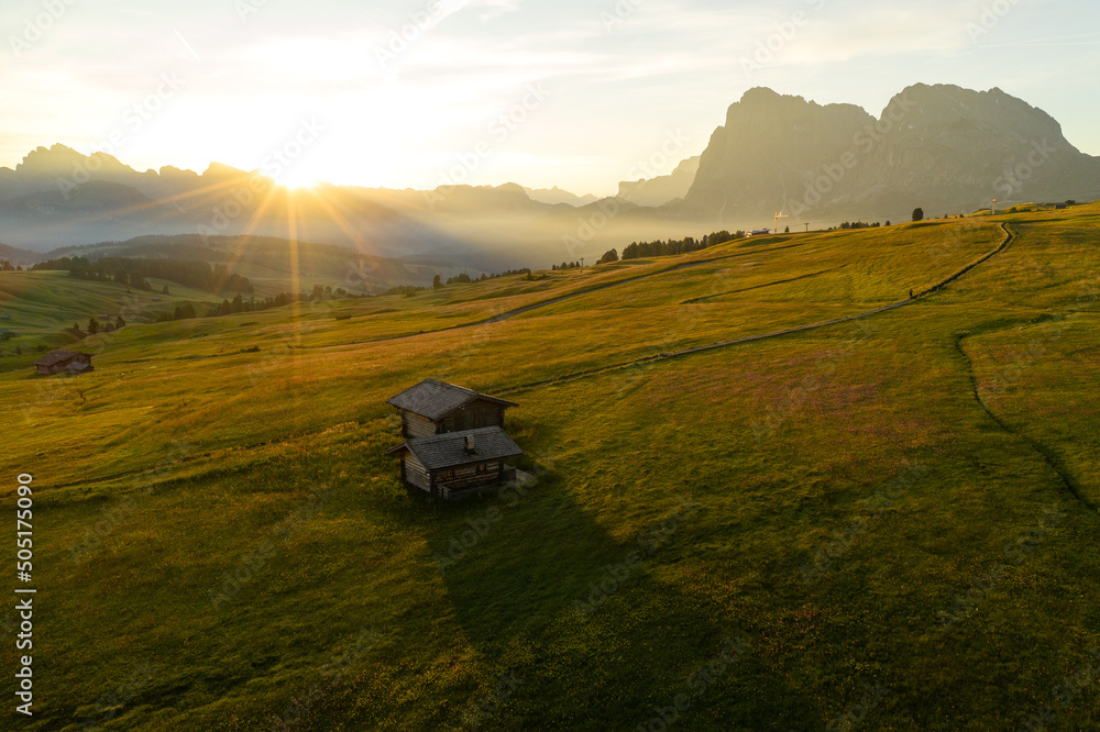 Fototapeta premium Aerial view of the grand landscape of the Dolomites