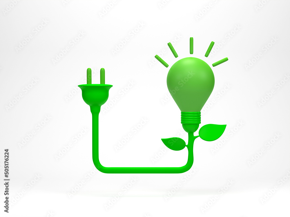 3d rendering, 3d illustration. Green electric plug power icon with plant and leaf shape. Eco friendly charging and Alternative green power symbol. Concept of Renewable power and clean energy. 3d rendering, 3d illustration. Green electric plug power icon with plant and leaf shape. Eco friendly charging and Alternative green power symbol. Concept of Renewable power and clean energy.
