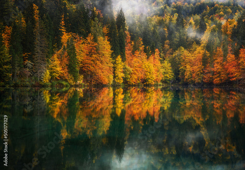 Fusine lakes on a calm autumn day