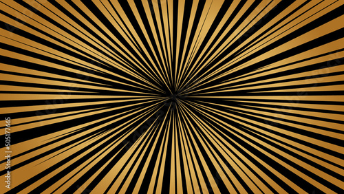 黒背景に金色風グラデーションの集中線の効果線素材