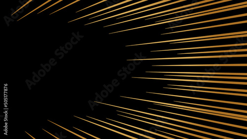 黒背景に金色風グラデーションの集中線の効果線素材