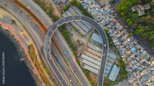 bandra western express way top bird eye view sunset sunrise warli sealink photo