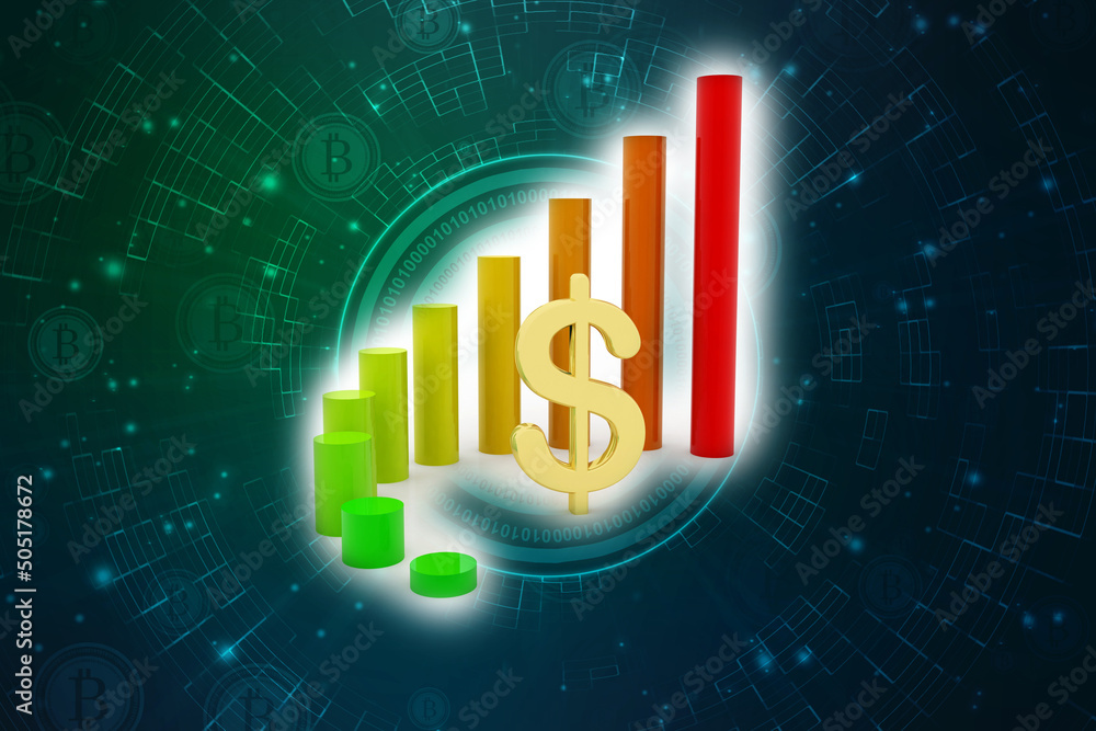 Dollar Financial Success Bar Chart Graph Growing Up 3d Render Illustration Dollar Financial Success Bar Chart Graph Growing Up 3d Render Illustration