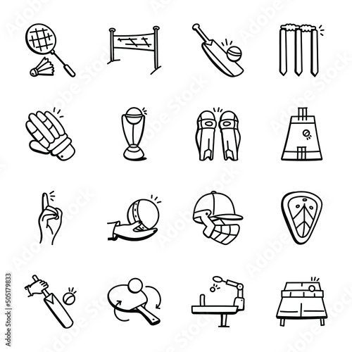 Bundle of Sports Activities Doodle Icons 