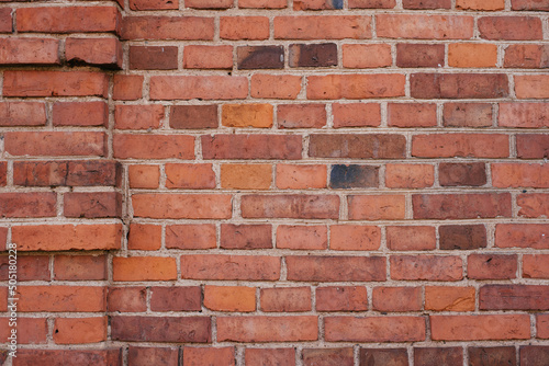 Red brick wall background, brickwork texture, pattern