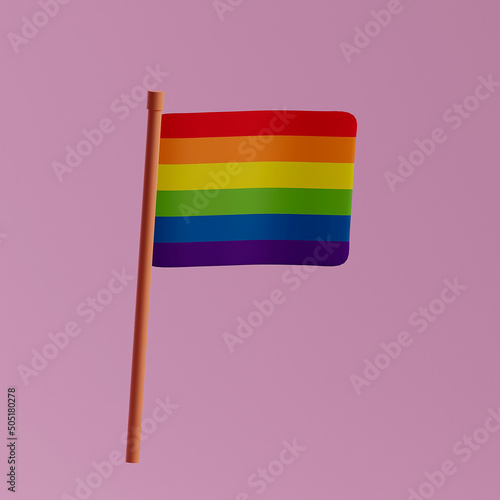 LGBT rainbow flag icon. Pride month. 3D render.
