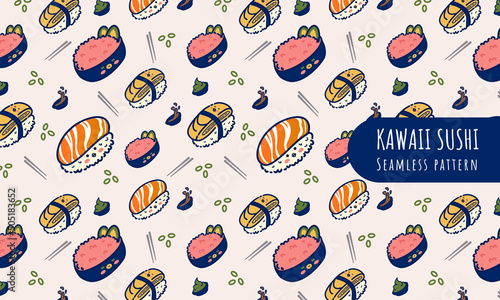 Kawaii Sushi - Seamless pattern