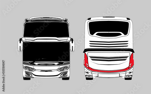 Isolated Passenger Bus Outline Template Illustration.