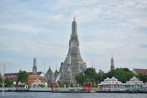 landscape of pagoda at temple of dawn travel location in Thailand