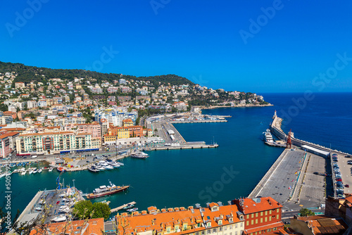 Panoramic view of port in Nice