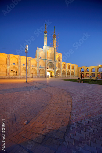 Amir Chakhmaq complex at dusk, Yazd, Iran photo