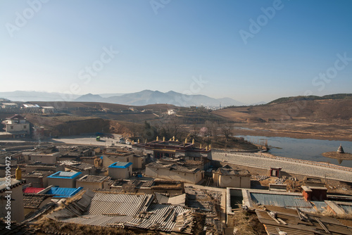 Landscape from Ganden Sumtseling Monastery in Yunnan Province, China photo