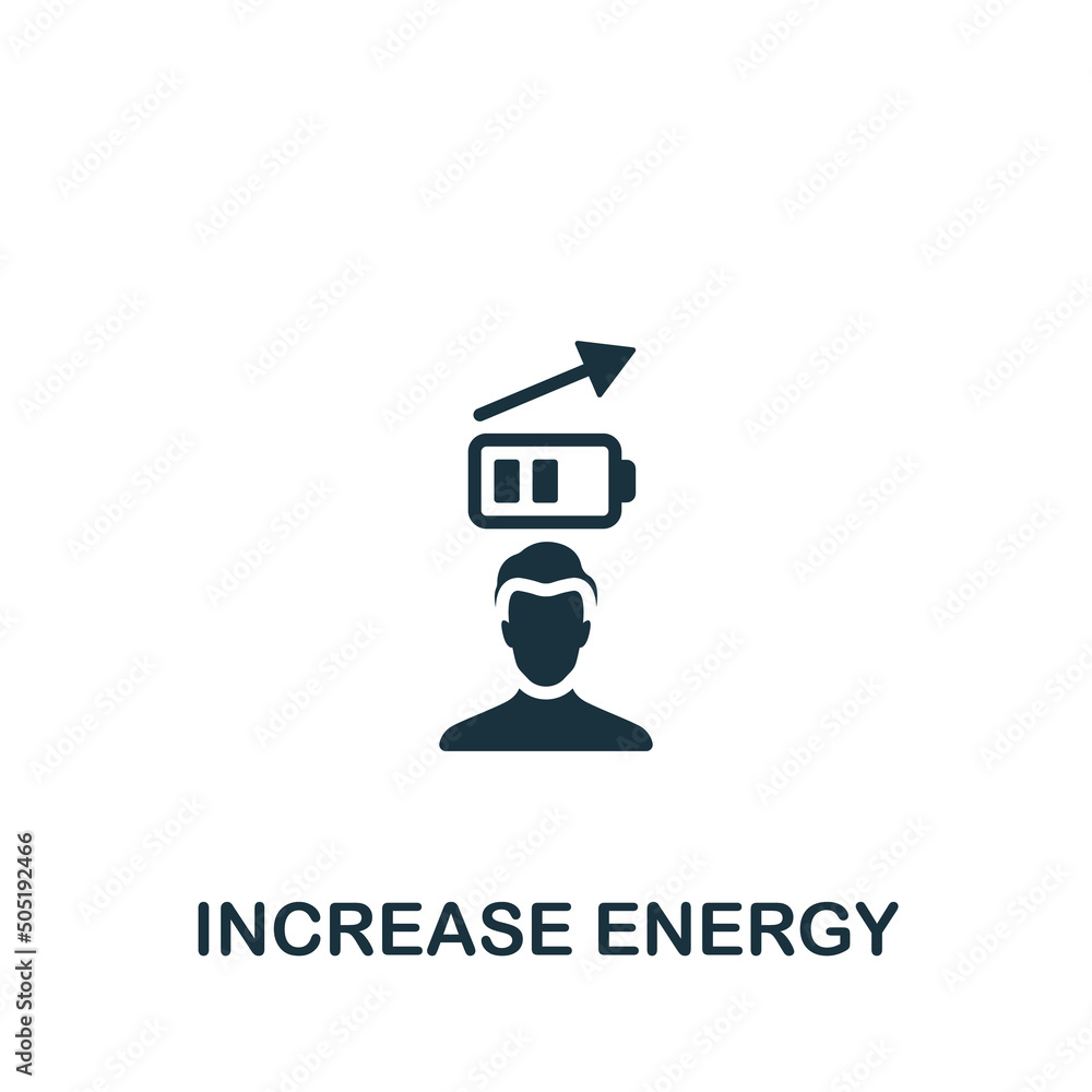 Increase Energy icon. Monochrome simple Healthy Lifestyle icon for templates, web design and infographics Increase Energy icon. Monochrome simple Healthy Lifestyle icon for templates, web design and infographics