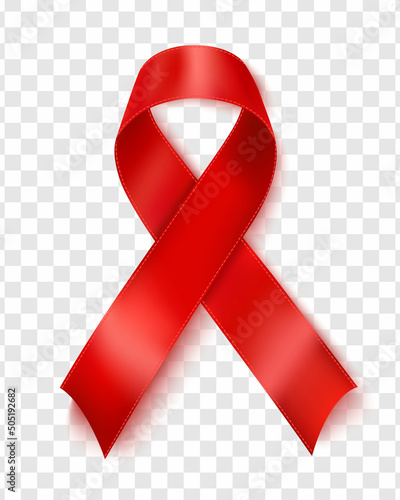 Realistic red ribbons isolated over transparent background, world aids day symbol, 1 december. World cancer day symbol, 4 february. Design template